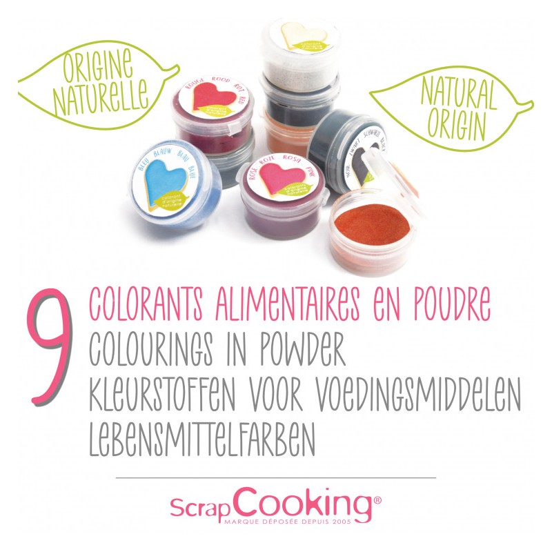 Scrapcooking - Set 9 Mini Colorants Alimentaires Naturels - Les Secrets du  Chef