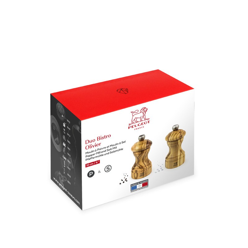 Bistro Duo Moulins à Poivre et à Sel 10 cm Bois d'Olivier  - Peugeot
