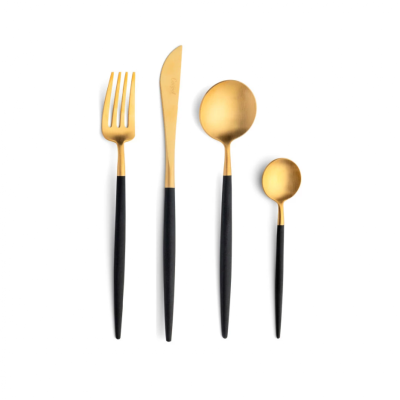 Goa Couteau à Dessert Or Brossé Manche Noir  - Cutipol