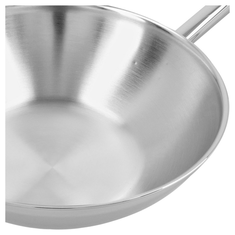 Wok inox aluminium (Ø)300 mm, à fond plat, triple épaisseur