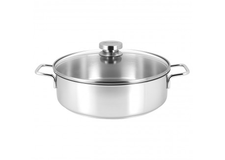 Apollo 7 Casserole Basse Inox avec Couvercle en Verre 28 cm  - Demeyere