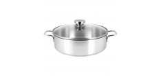 Apollo 7 Casserole Basse Inox avec Couvercle en Verre 28 cm 