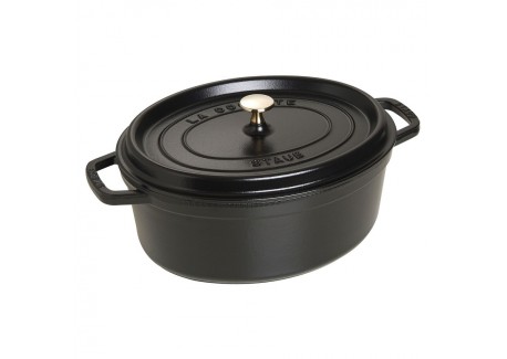 Geëmailleerde Ovale Gietijzeren Braadpan 31 cm Mat Zwart 5,5 L - Staub