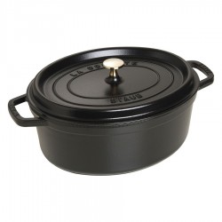 Geëmailleerde Ovale Gietijzeren Braadpan 31 cm Mat Zwart 5,5 L - Staub