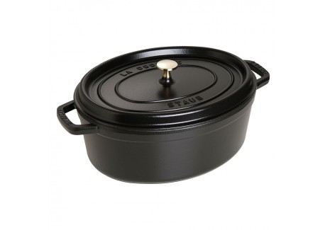 Cocotte Fonte Émaillée Ovale 33 cm Noir Mat 6,7 L - Staub