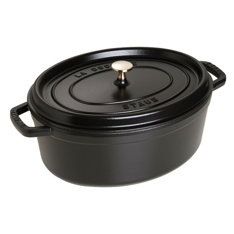 Staub - Cocotte Fonte Ovale 33 cm Noir Mat 6,7 l - Les Secrets du Chef