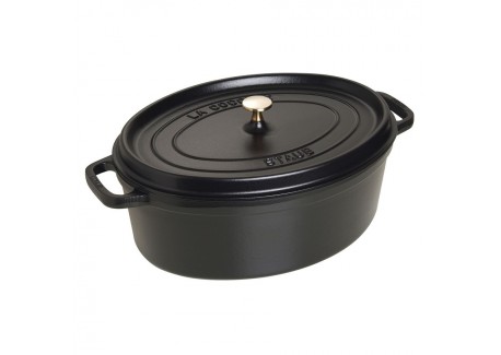 Cocotte Fonte Émaillée Ovale 37 cm Noir Mat 8 L - Staub