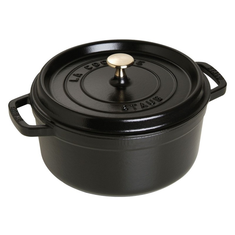 Geëmailleerde Ronde Stoofpot 24 cm Mat Zwart 3,8 L - Staub