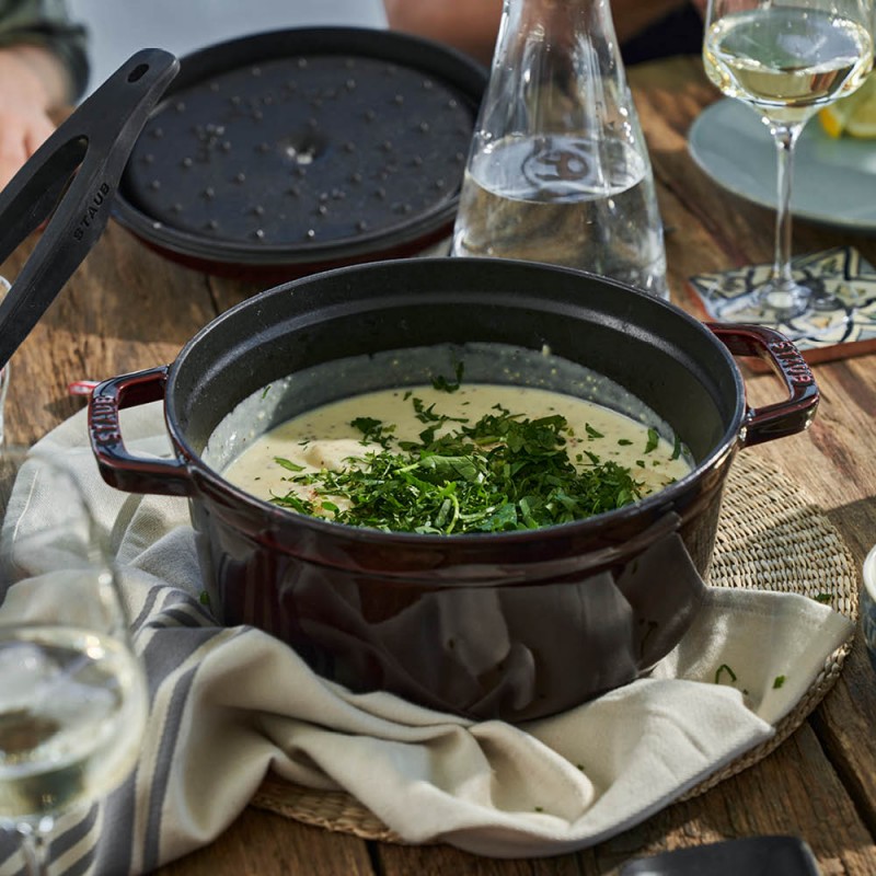 Geëmailleerde Ronde Stoofpot 24 cm Mat Zwart 3,8 L - Staub