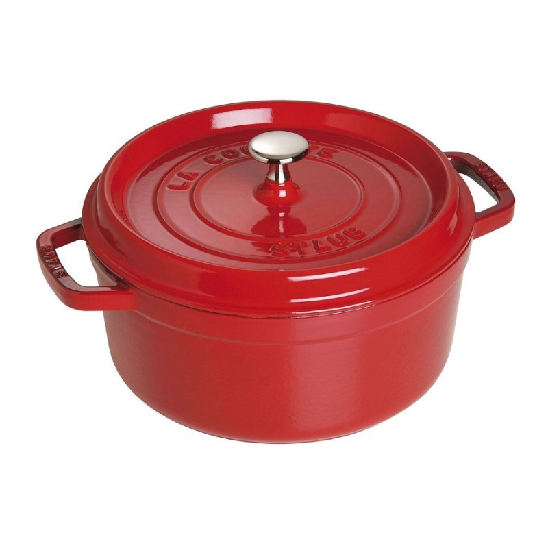 Geëmailleerde Ronde Stoofpot 26 cm Kersenrood 5,2 L - Staub