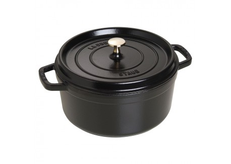 Geëmailleerde Ronde Stoofpot 26 cm Mat Zwart 5,2 L - Staub