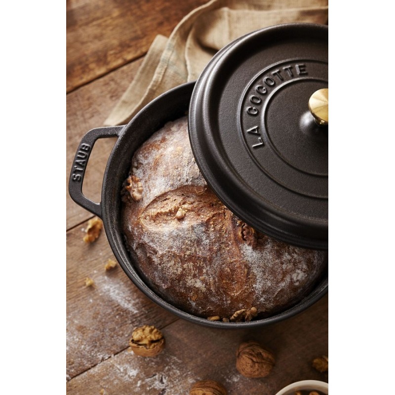 Geëmailleerde Ronde Stoofpot 26 cm Mat Zwart 5,2 L - Staub