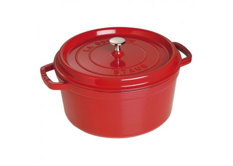 Geëmailleerde Ronde Stoofpot 30 cm Kersenrood 8,4 L - Staub