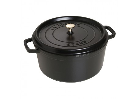 Geëmailleerde Ronde Stoofpot 30 cm Zwart 8,4 L - Staub