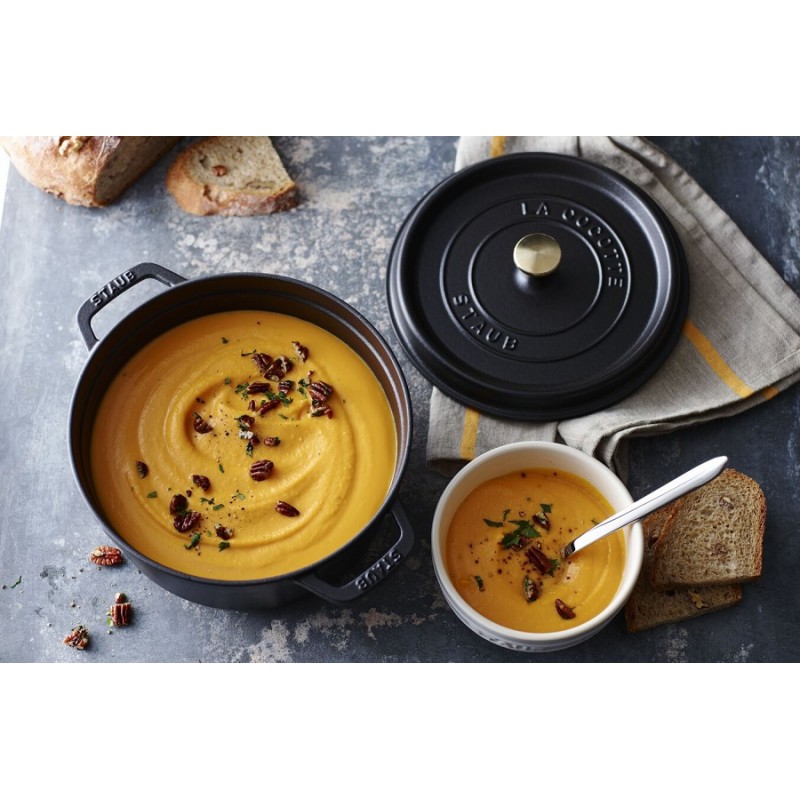 Geëmailleerde Ronde Stoofpot 30 cm Zwart 8,4 L - Staub