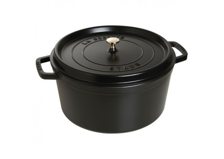Geëmailleerde Ronde Stoofpot 34 cm Mat Zwart 12,5 L - Staub