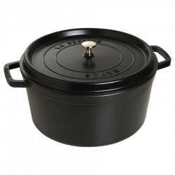 Geëmailleerde Ronde Stoofpot 34 cm Mat Zwart 12,5 L - Staub