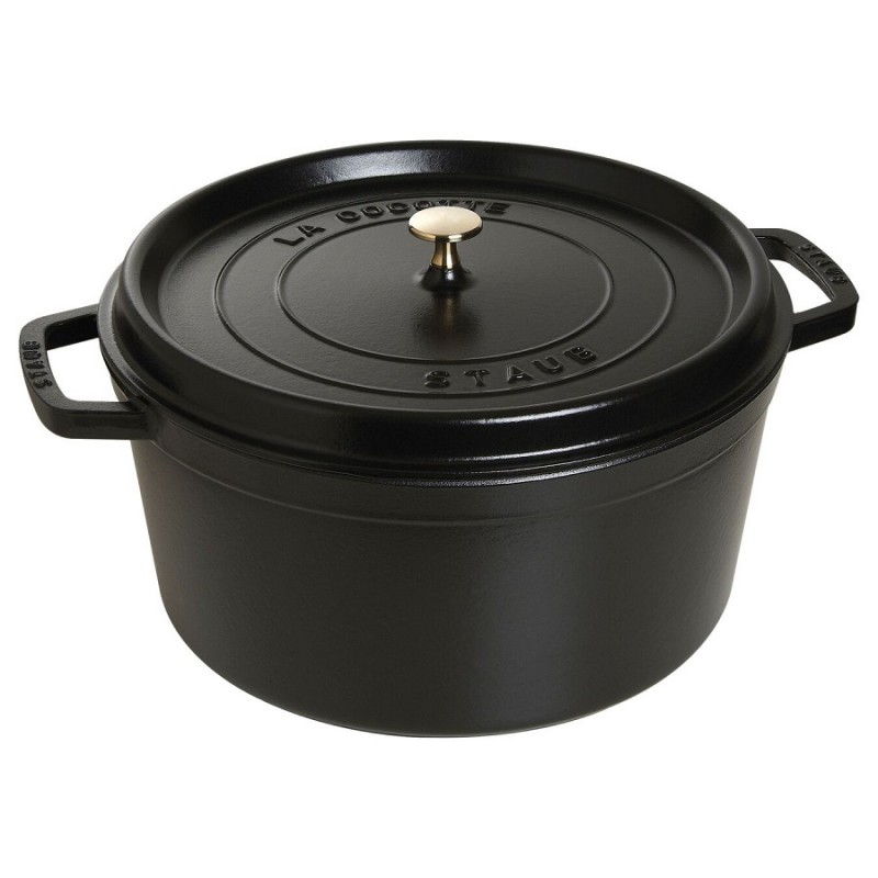 Geëmailleerde Ronde Stoofpot 34 cm Mat Zwart 12,5 L - Staub