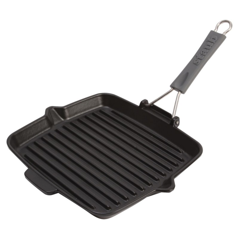 Staub - Grill Fonte Carré avec Manche en Silicone 24 x 24 cm - Les Secrets  du Chef