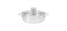 Apollo 7 Casserole Basse Inox avec Couvercle en Verre 24 cm 