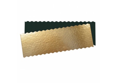 Plateau Carton pour Bûche, Cake, Gâteau Rectangulaire 30x10 cm Doré et Noir 5pcs - Scrapcooking