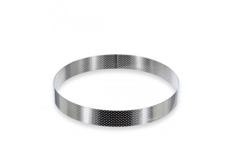 Cercle à Tarte Perforé Rond Haut Valrhona 24,5x3,5 cm - De Buyer