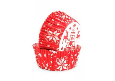 Caissettes Cupcakes Papier Noël 36 pcs 5 cm - Scrapcooking