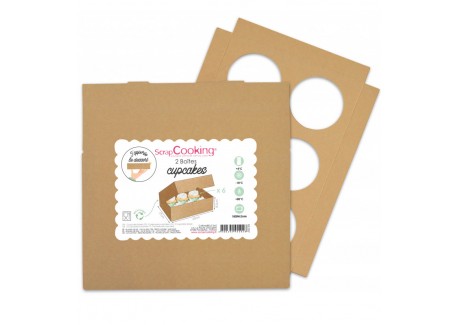 Set van 2 Kartonnen Dozen voor 6 Cupcakes 17x25x4,8 cm - Scrapcooking