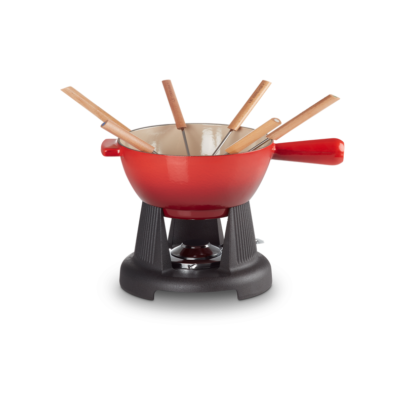 Le Creuset - Service à Fondue Savoyarde et Bourguignone avec Manche Rouge  Cerise 2 - Les Secrets du Chef