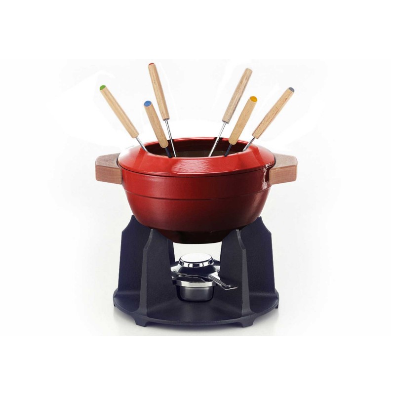 Service à Fondue Fonte Emaillée Noir Mat 1,8 L