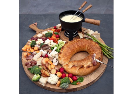 Artestia Ensemble de fondue à fromage en fondue traditionnel suisse en  fonte pour fromage, viande et chocolat (noir mat) : : Cuisine et  Maison