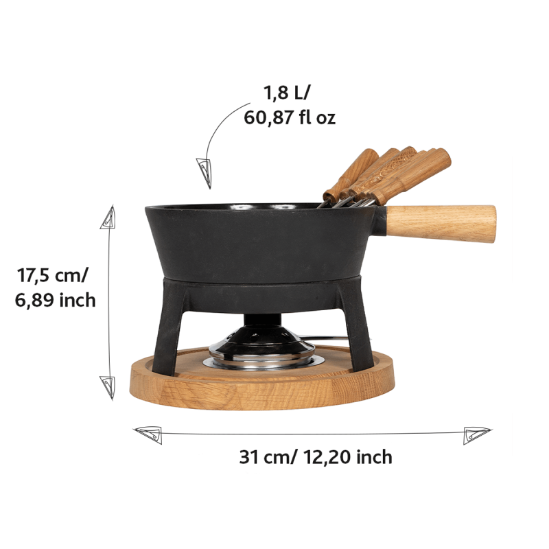 Boska - Service à Fondue Fonte Emaillée Noir Mat 1,8 L - Les