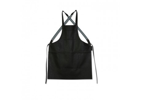 Suspender Aprons Keukenschort Zwart Leer - DutchDeluxes