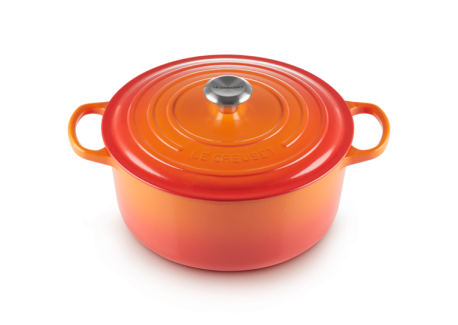 Cocotte Fonte Signature Ronde 5,3 L Orange Volcanique (26 cm) - Le Creuset
