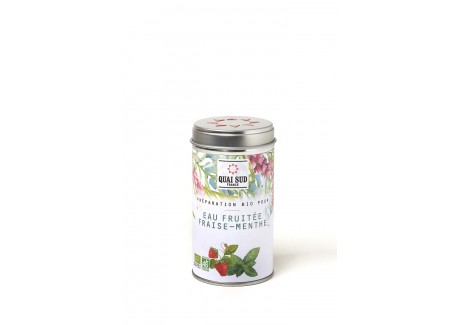 Préparation Bio pour Eau Fruitée Fraise Menthe 34 g - Quai Sud