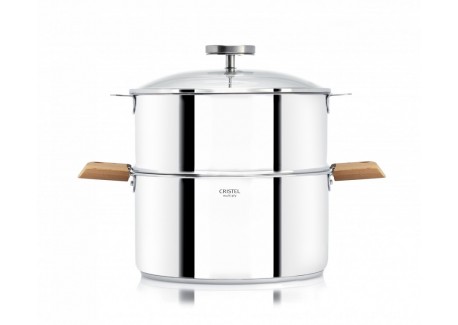 Biome Cuit Vapeur 24 cm Poignées Bois de Hêtre 2 pcs - Cristel