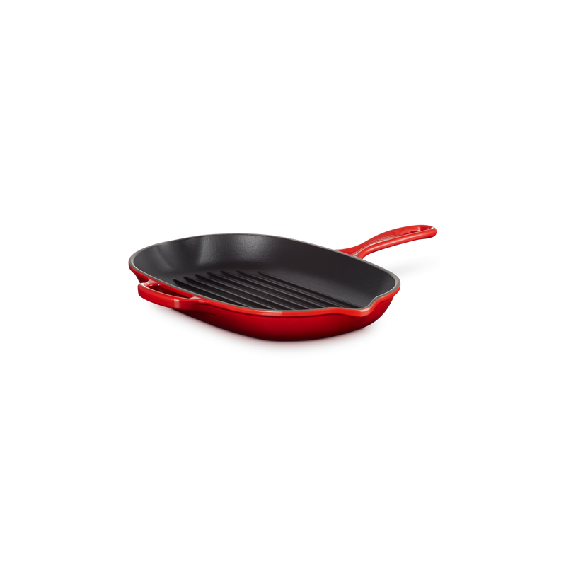 Poêle en Fonte Skillet Grill Ovale 32 cm Rouge Cerise  - Le Creuset