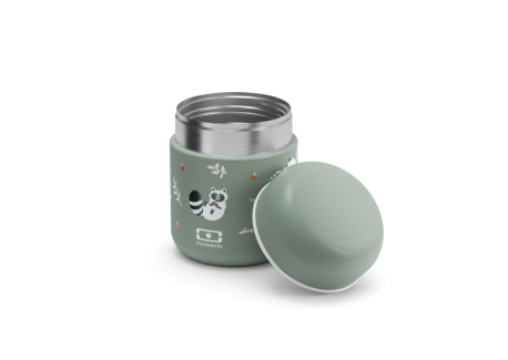 Kids Raccoon Green Insulated LunchBox Bento Box 280 ml - MonBento
