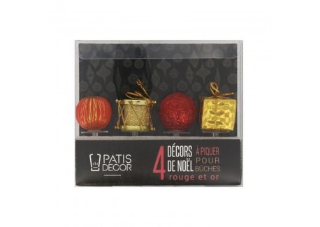 Rode en Gouden Decoraties voor Kerstlog - Patisdécor