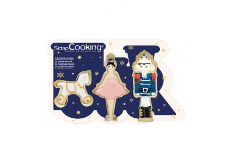 Kit van 3 Notenkraker kerstkoekjes uitstekers  - Scrapcooking