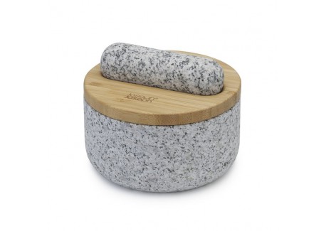 Dash Granieten Vijzel en Stamper met Bamboedeksel - Joseph Joseph