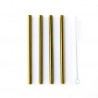 Korte Herbruikbare RVS Goud Drinkrietjes 4 dlg + Flessenborstel