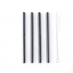 Pailles Courtes Réutilisables en Inox Noir 4 pcs + Goupillon - Point Virgule Pailles Courtes Réutilisables en Inox Noir 4 pcs + Goupillon - Point Virgule