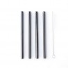 Pailles Courtes Réutilisables en Inox Noir 4 pcs + Goupillon