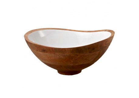 Saladier Bois de Manguier avec Résine Blanche  29 x28 x12 cm - Be Home