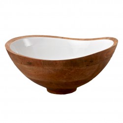 Saladier Bois de Manguier avec Résine Blanche  29 x28 x12 cm - Be Home Saladier Bois de Manguier avec Résine Blanche  29 x28 x12 cm - Be Home