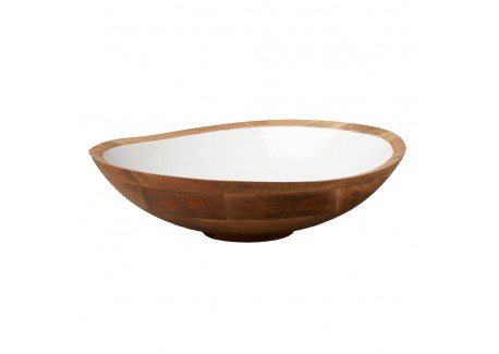 Saladekom Mangohout en Wit Hars 44 x43 x12 cm - Be Home