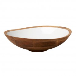 Saladier XXL Bois de Manguier et Résine Blanche 44 x43 x12 cm - Be Home Saladier XXL Bois de Manguier et Résine Blanche 44 x43 x12 cm - Be Home