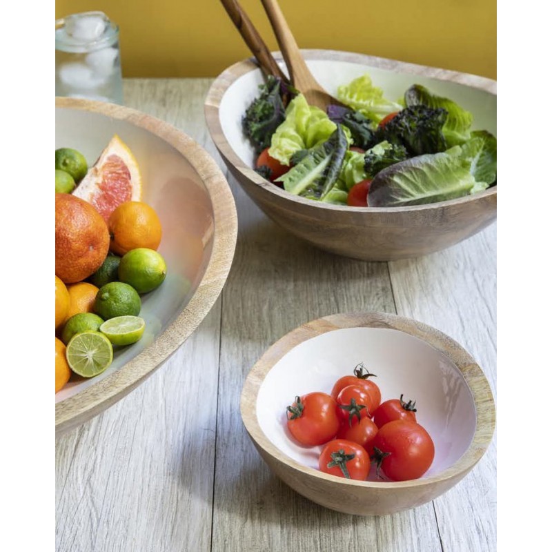 Casserole et Sauteuses Blanches avec couvercle en bois à Poignée