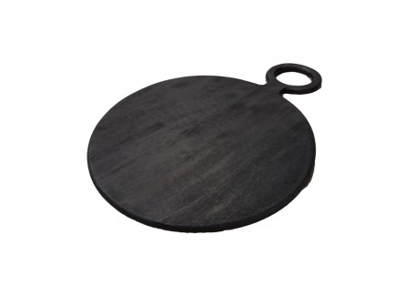 Planche à Servir Ronde Bois de Manguier Noir Brossé 36 cm - Be Home